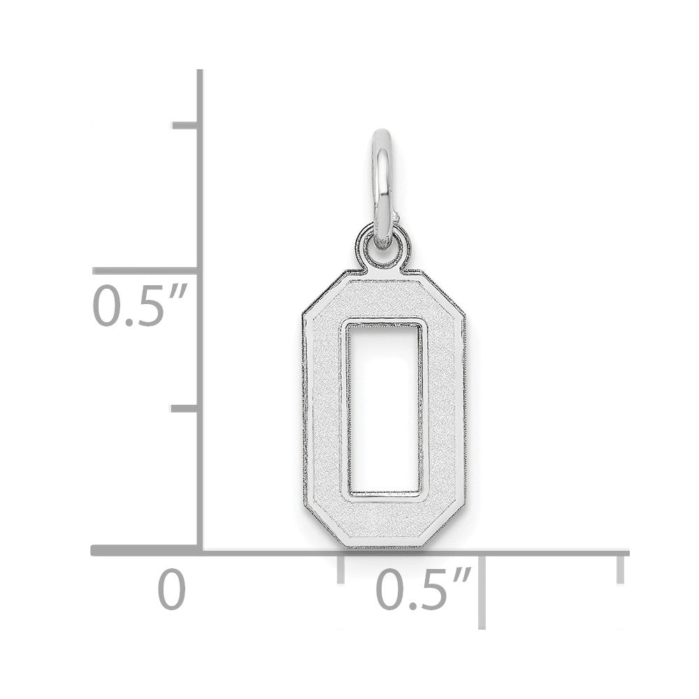 Alternate view of the 14k White Gold, Jersey Collection, Small Number 0 Pendant by The Black Bow Jewelry Co.