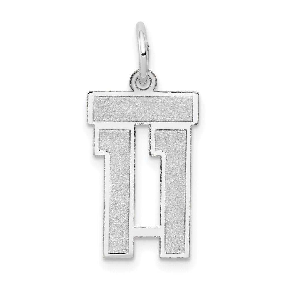 14k White Gold, Jersey Collection, Small Number 11 Pendant, Item P10401-11 by The Black Bow Jewelry Co.