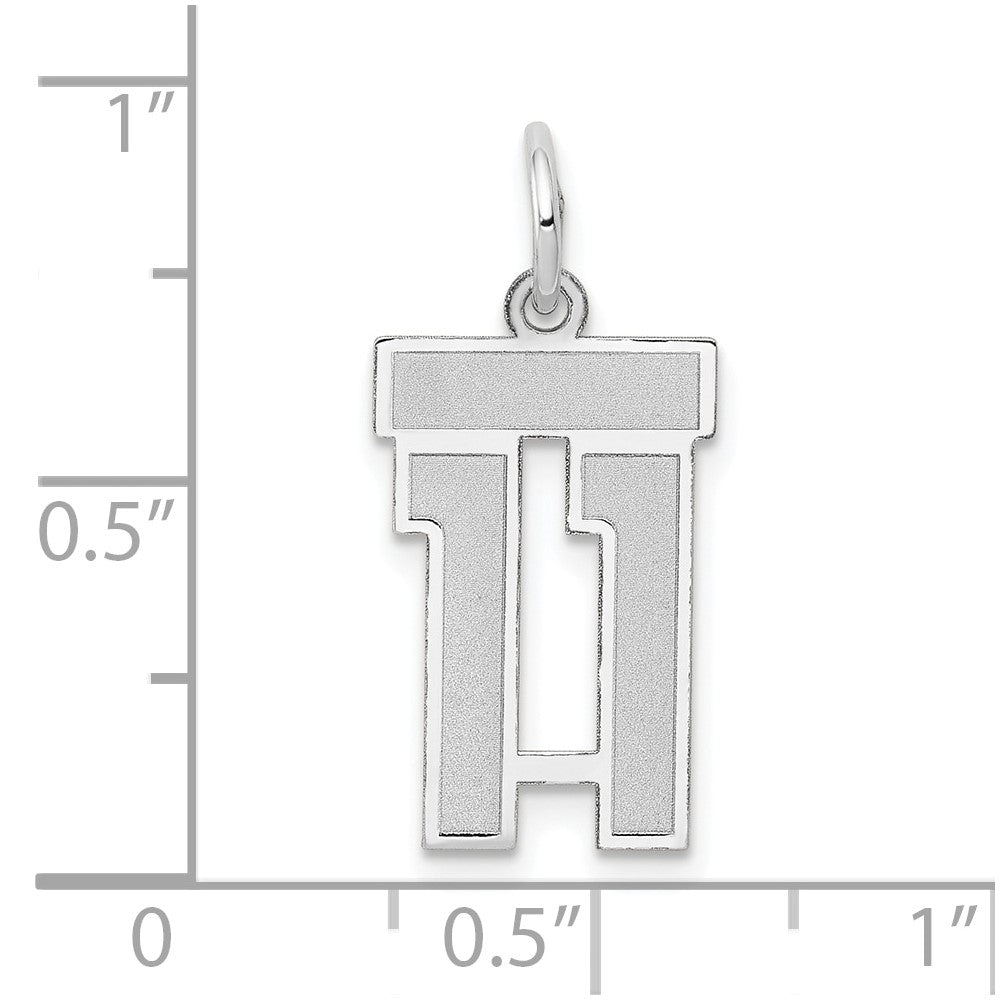 Alternate view of the 14k White Gold, Jersey Collection, Small Number 11 Pendant by The Black Bow Jewelry Co.