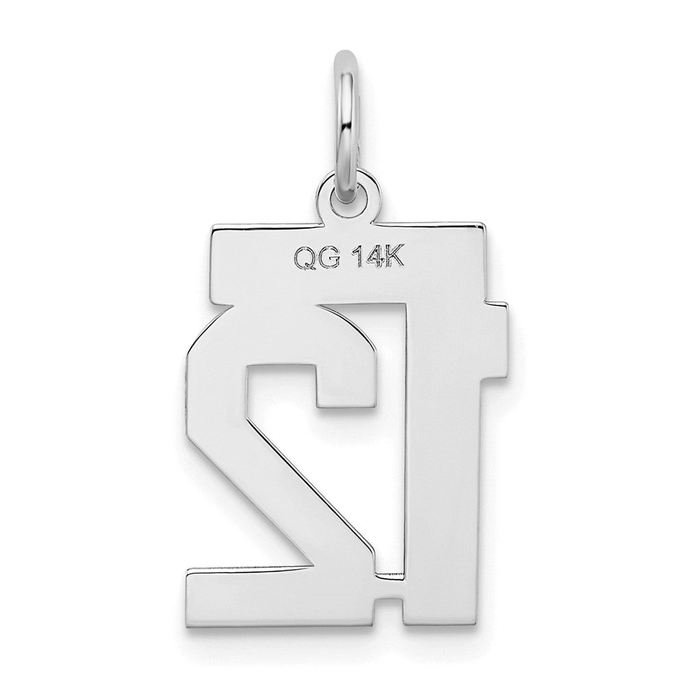 Alternate view of the 14k White Gold, Jersey Collection, Small Number 12 Pendant by The Black Bow Jewelry Co.