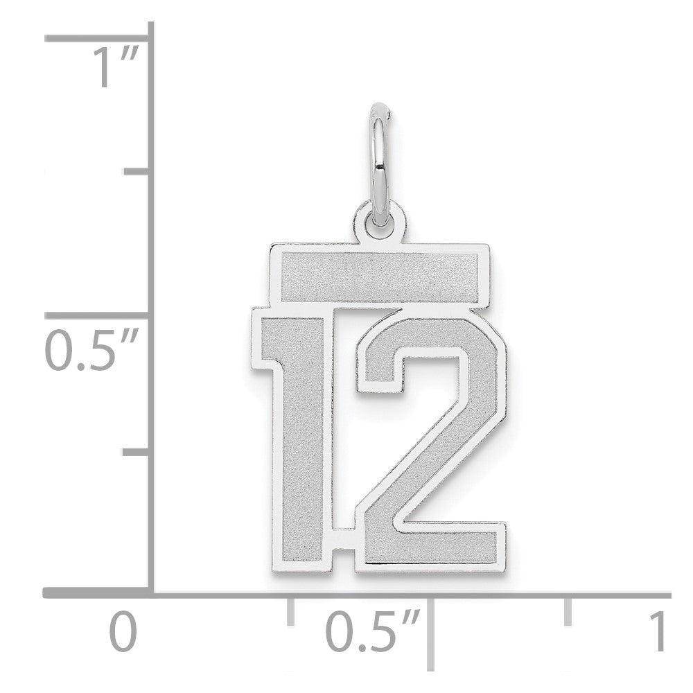 Alternate view of the 14k White Gold, Jersey Collection, Small Number 12 Pendant by The Black Bow Jewelry Co.