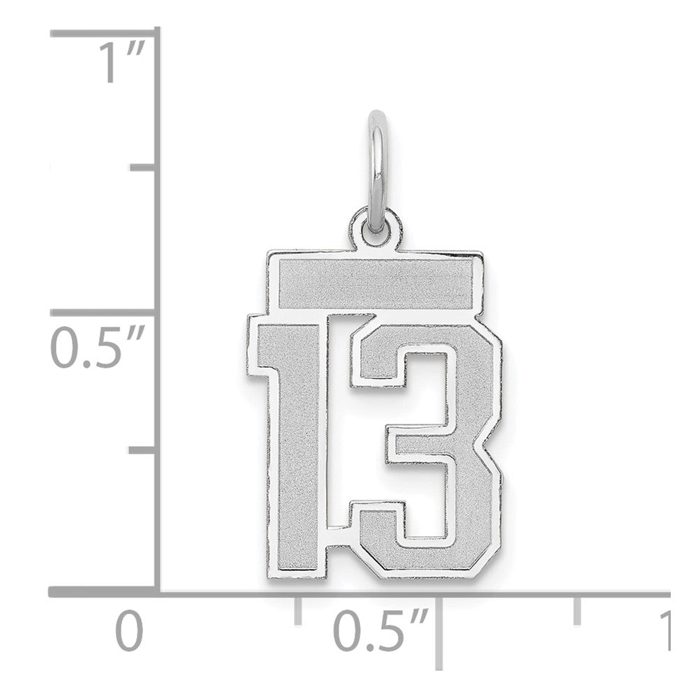 Alternate view of the 14k White Gold, Jersey Collection, Small Number 13 Pendant by The Black Bow Jewelry Co.