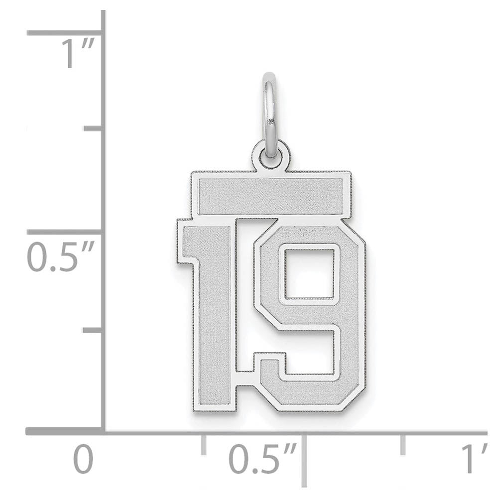 Alternate view of the 14k White Gold, Jersey Collection, Small Number 19 Pendant by The Black Bow Jewelry Co.