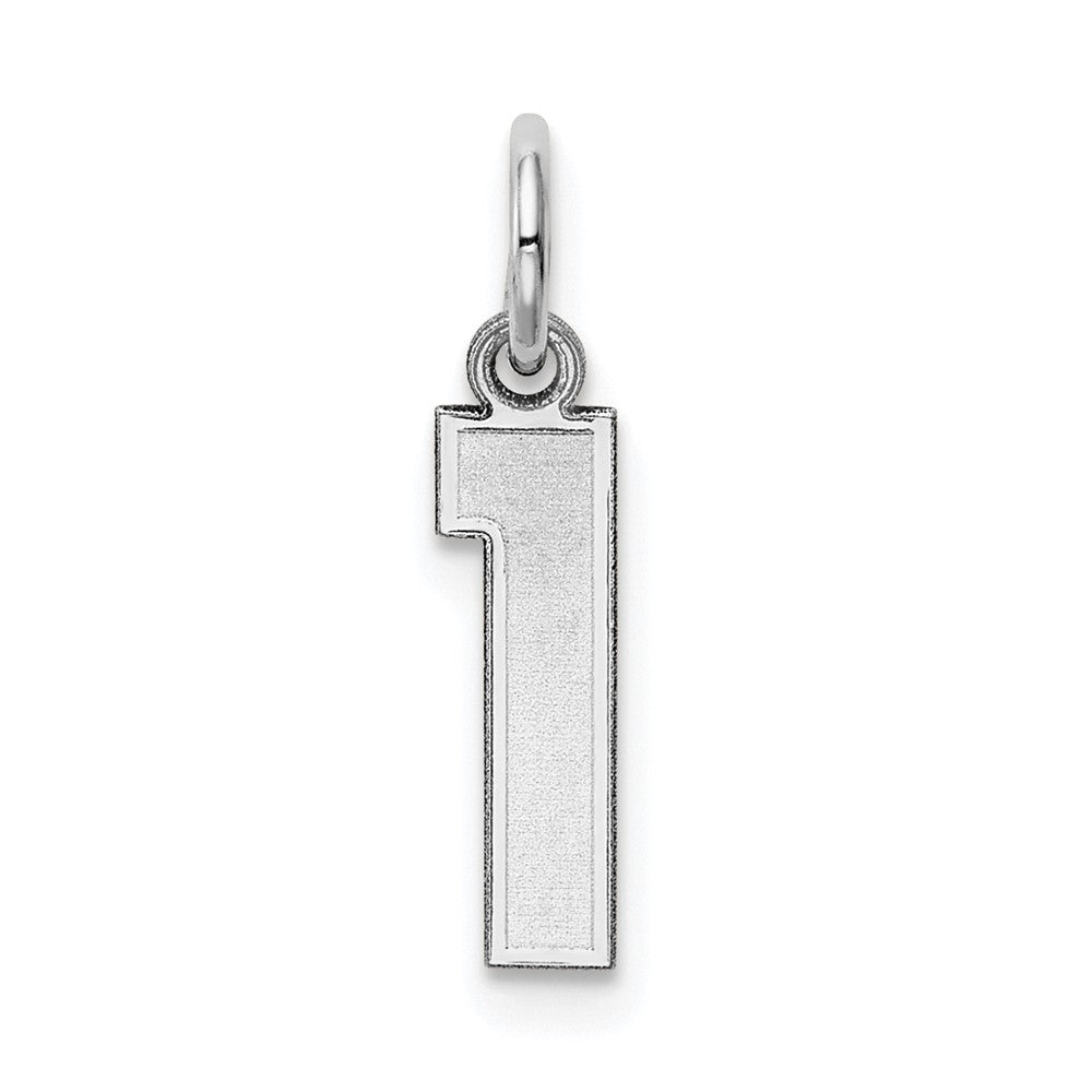 14k White Gold, Jersey Collection, Small Number 1 Pendant, Item P10401-1 by The Black Bow Jewelry Co.