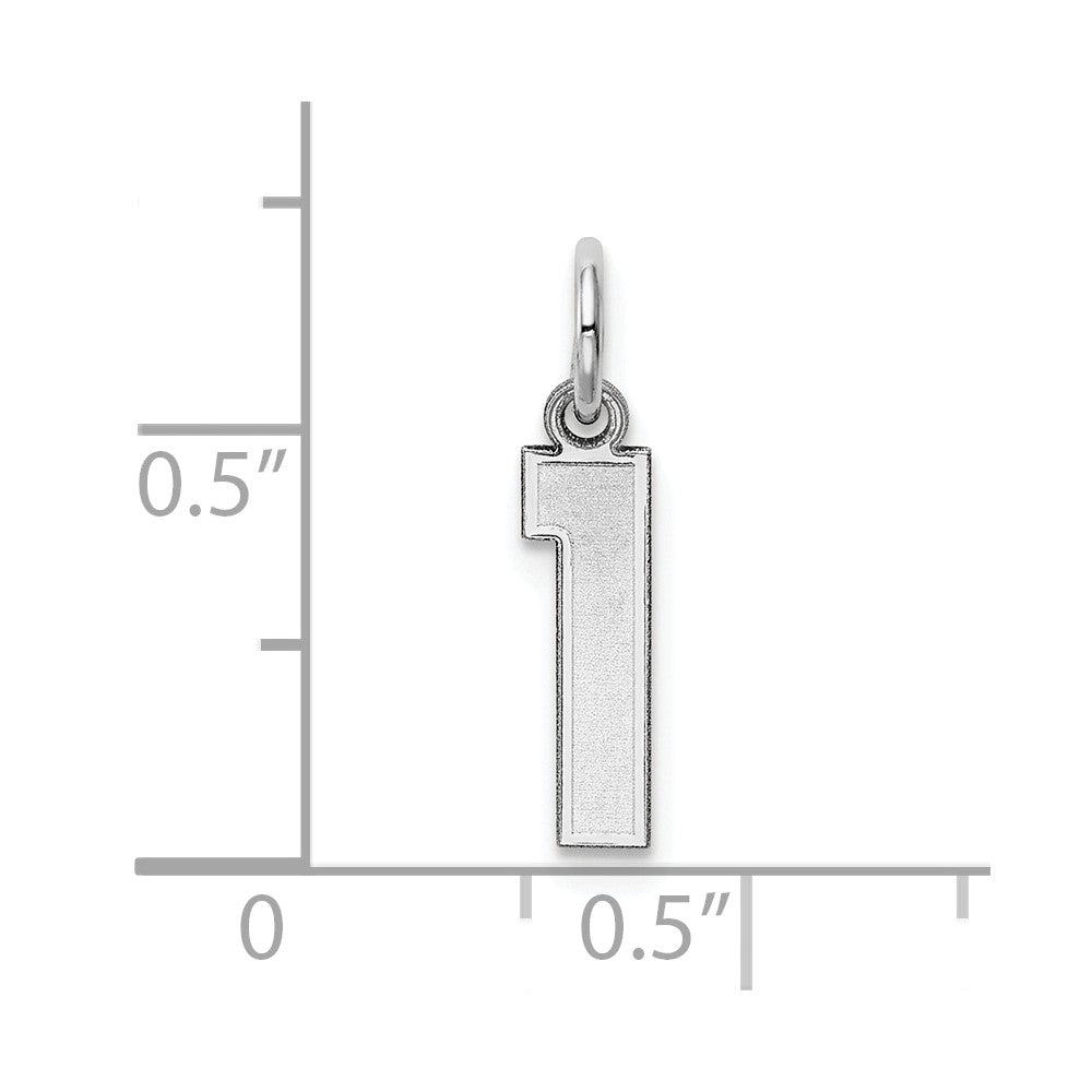 Alternate view of the 14k White Gold, Jersey Collection, Small Number 1 Pendant by The Black Bow Jewelry Co.