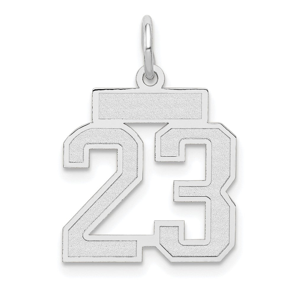 14k White Gold, Jersey Collection, Small Number 23 Pendant, Item P10401-23 by The Black Bow Jewelry Co.