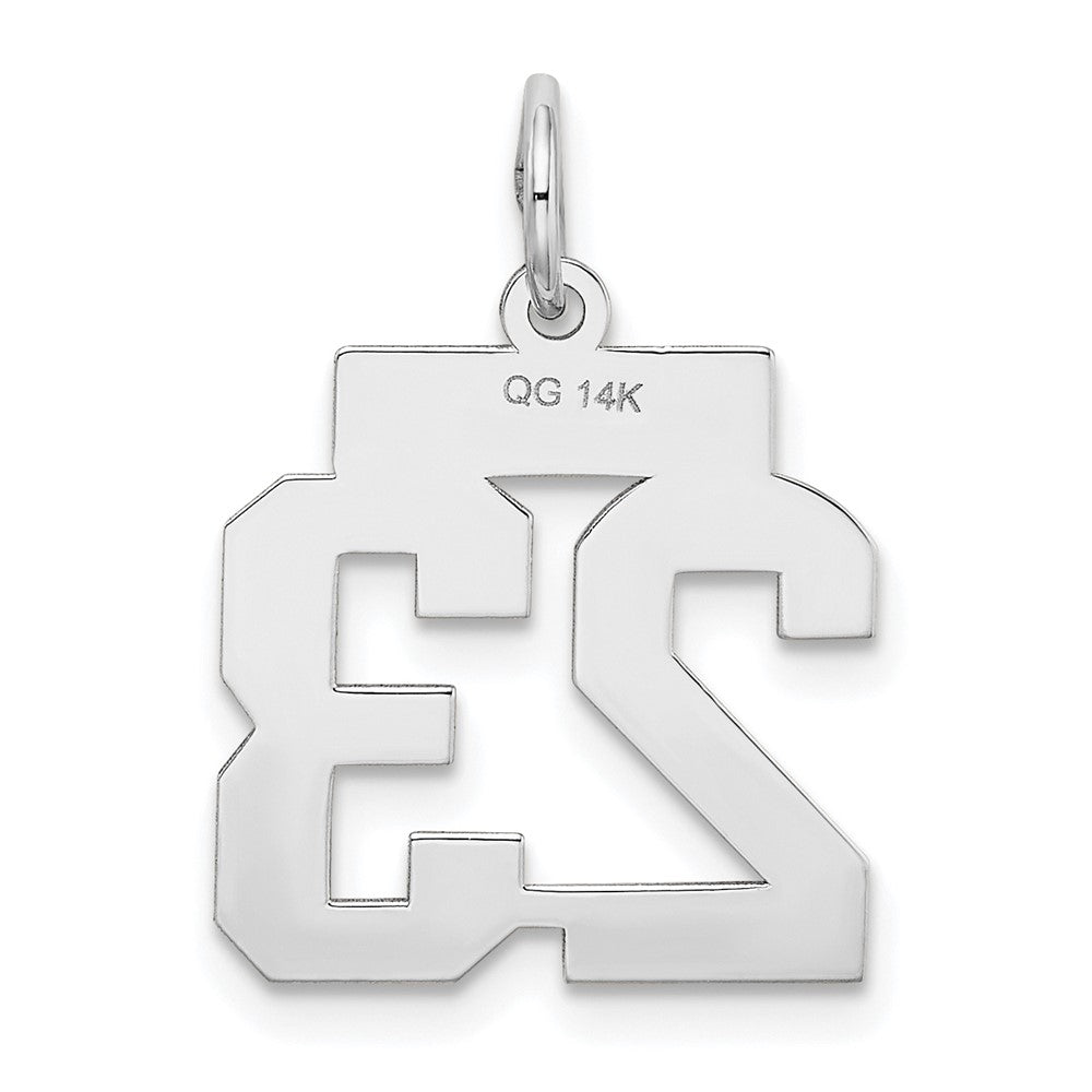 Alternate view of the 14k White Gold, Jersey Collection, Small Number 23 Pendant by The Black Bow Jewelry Co.