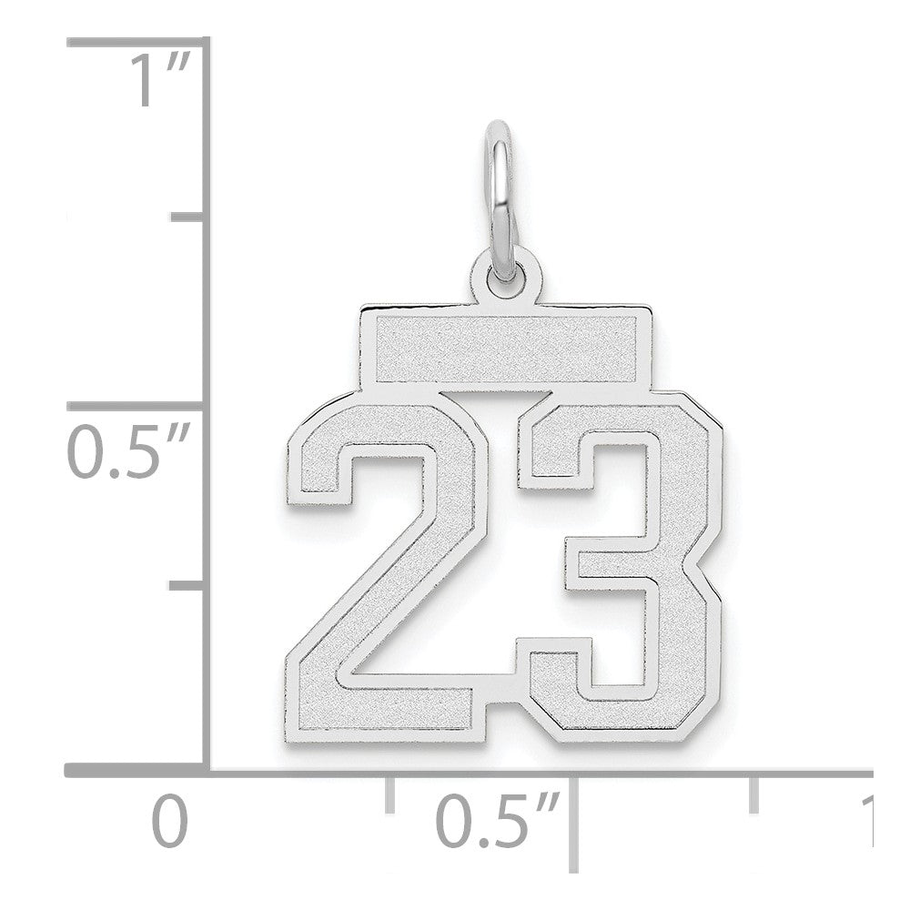 Alternate view of the 14k White Gold, Jersey Collection, Small Number 23 Pendant by The Black Bow Jewelry Co.