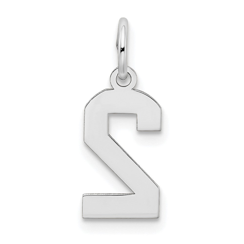 Alternate view of the 14k White Gold, Jersey Collection, Small Number 2 Pendant by The Black Bow Jewelry Co.