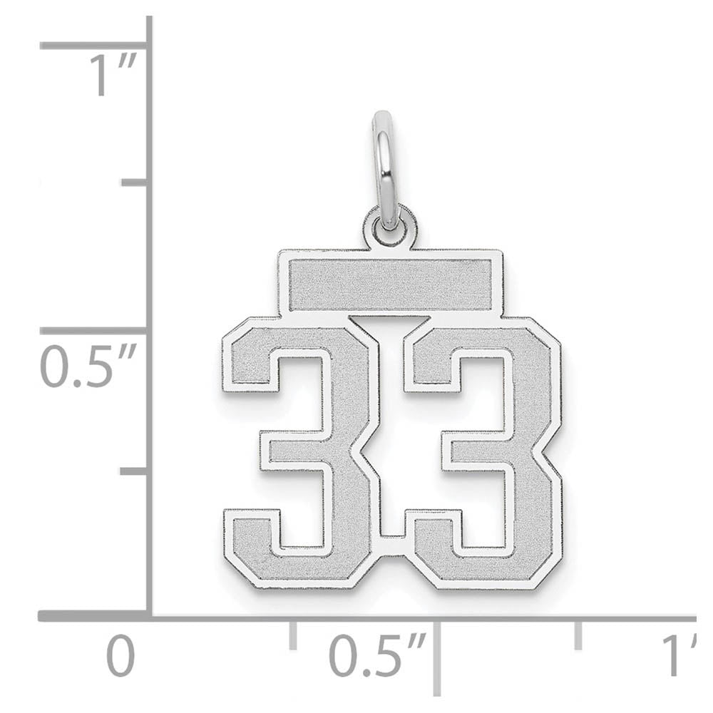 Alternate view of the 14k White Gold, Jersey Collection, Small Number 33 Pendant by The Black Bow Jewelry Co.