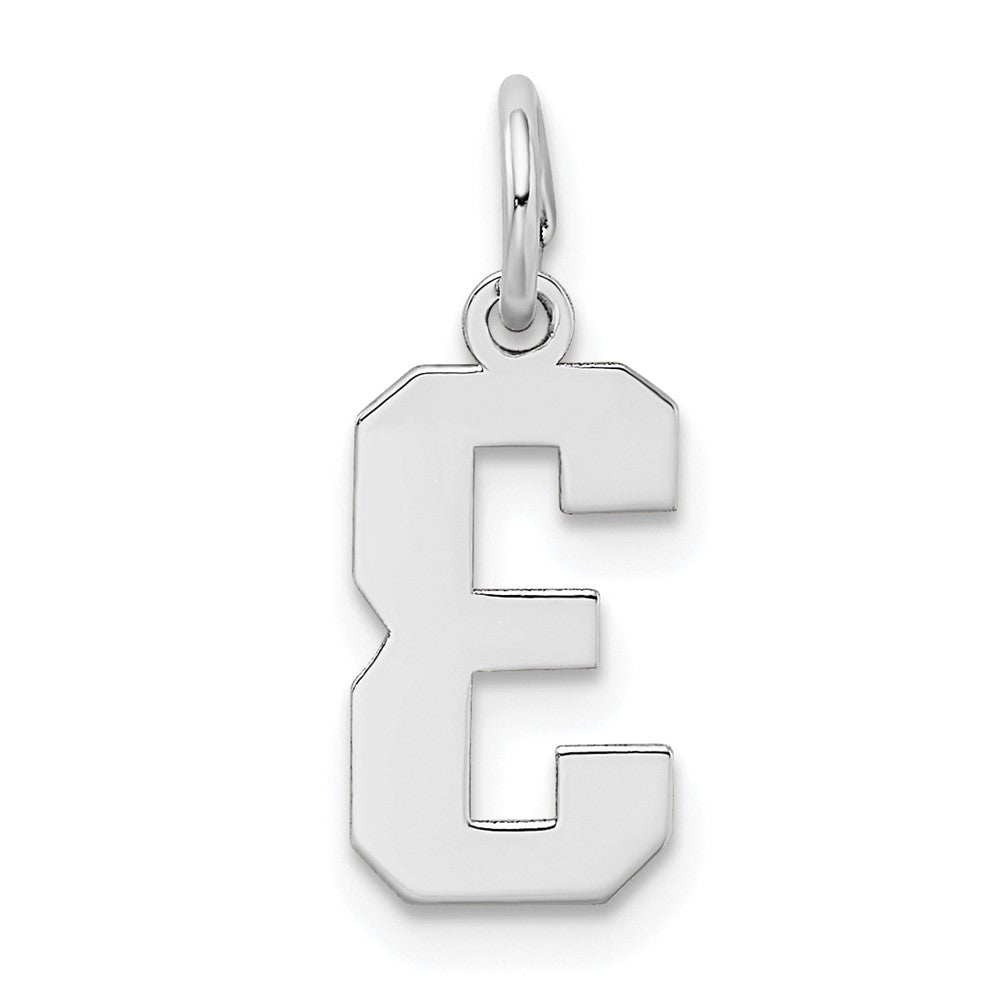 Alternate view of the 14k White Gold, Jersey Collection, Small Number 3 Pendant by The Black Bow Jewelry Co.