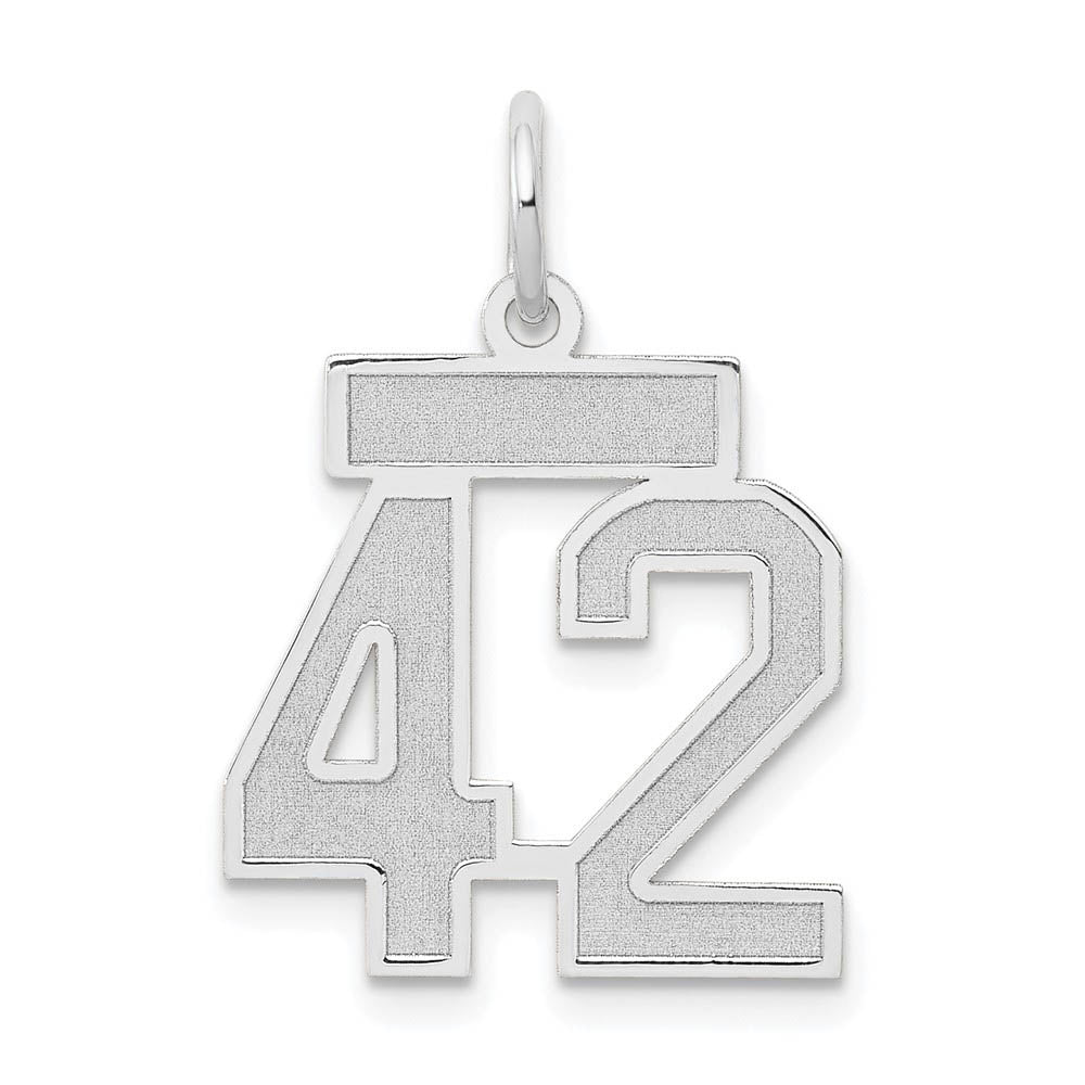 14k White Gold, Jersey Collection, Small Number 42 Pendant, Item P10401-42 by The Black Bow Jewelry Co.