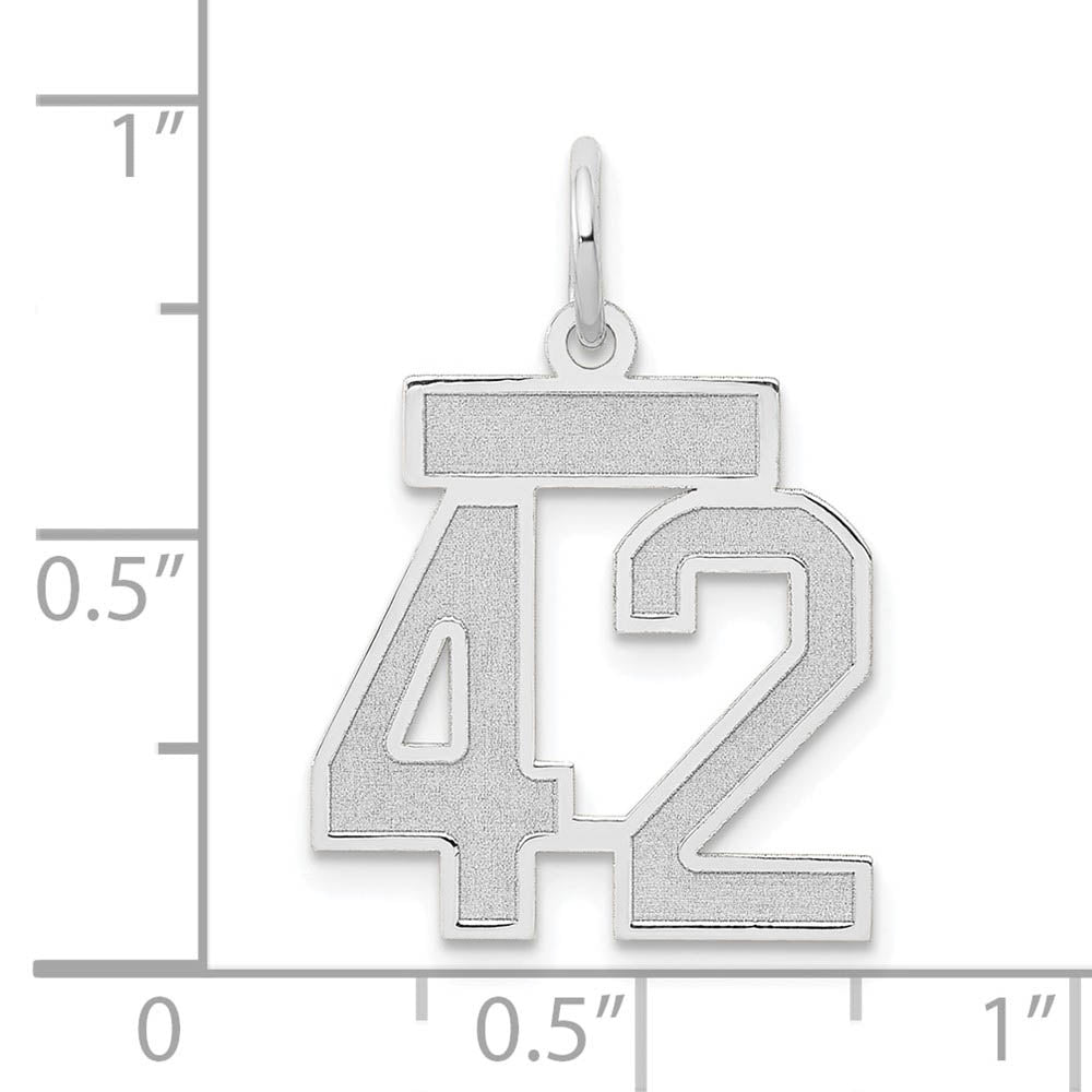 Alternate view of the 14k White Gold, Jersey Collection, Small Number 42 Pendant by The Black Bow Jewelry Co.