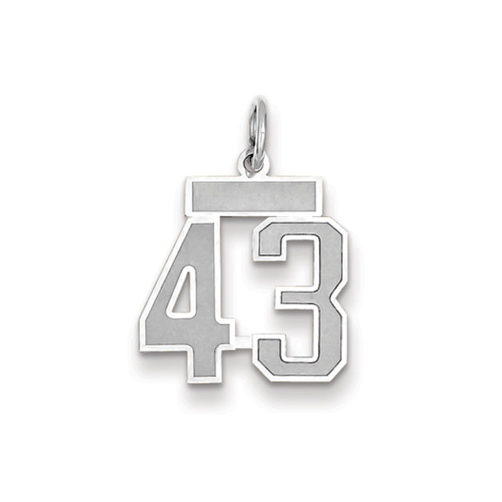 14k White Gold, Jersey Collection, Small Number 43 Pendant, Item P10401-43 by The Black Bow Jewelry Co.