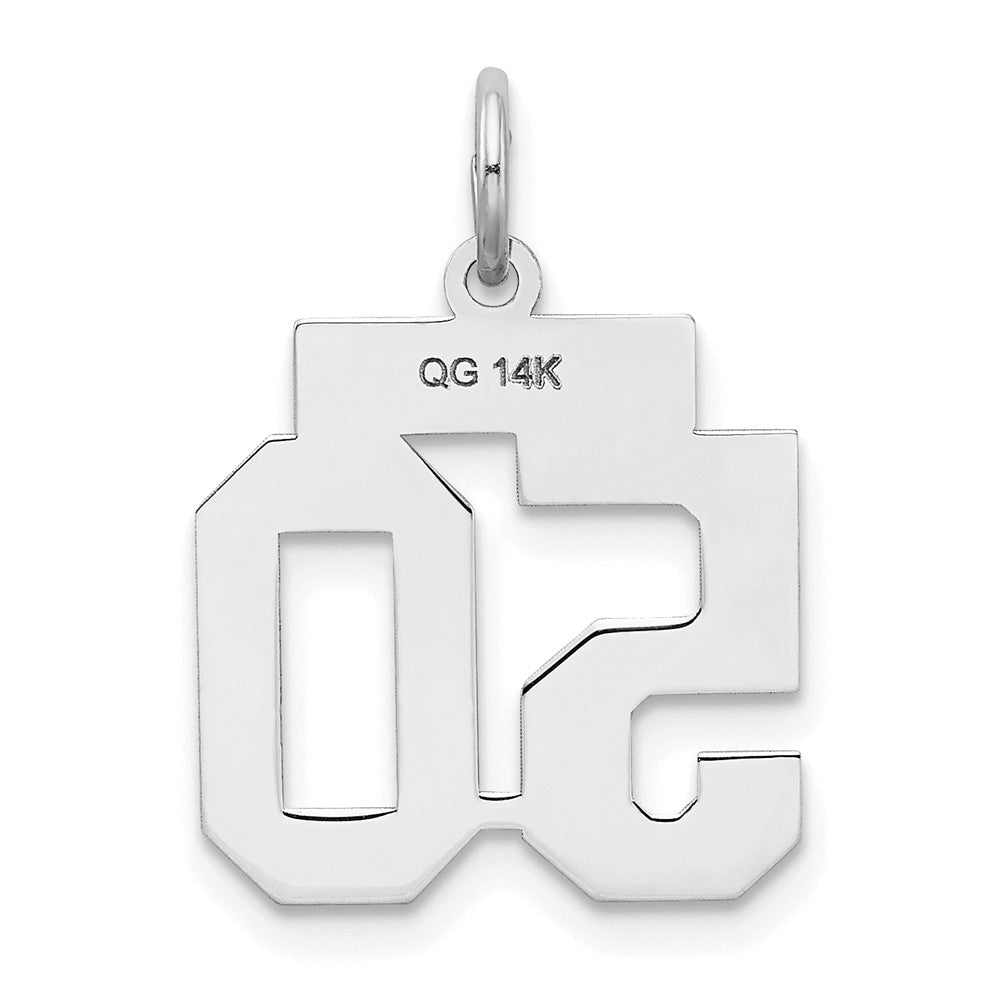 Alternate view of the 14k White Gold, Jersey Collection, Small Number 50 Pendant by The Black Bow Jewelry Co.