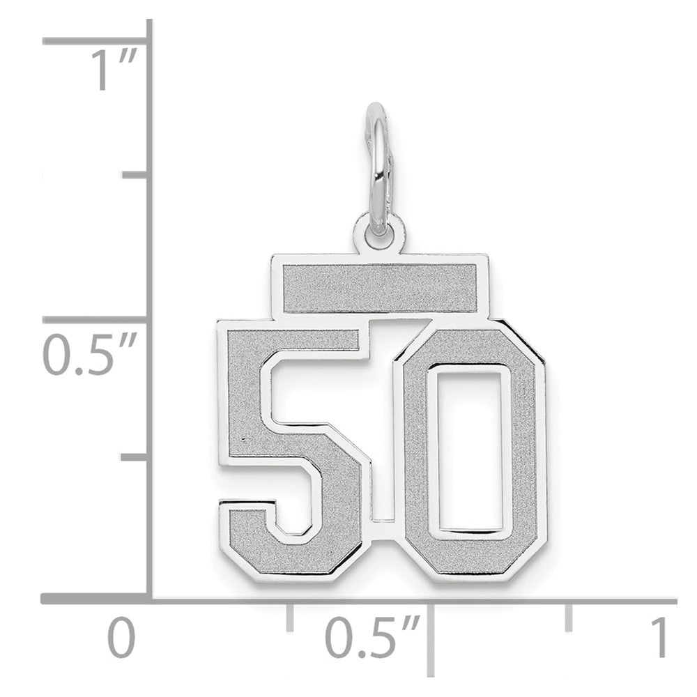 Alternate view of the 14k White Gold, Jersey Collection, Small Number 50 Pendant by The Black Bow Jewelry Co.