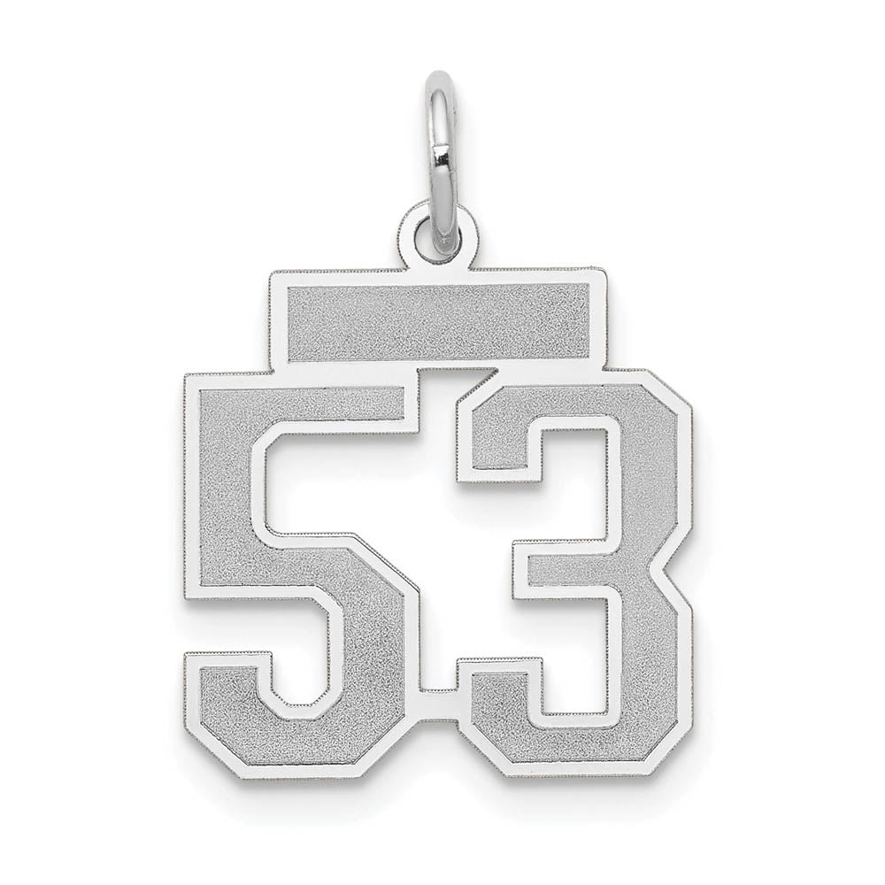 14k White Gold, Jersey Collection, Small Number 53 Pendant, Item P10401-53 by The Black Bow Jewelry Co.