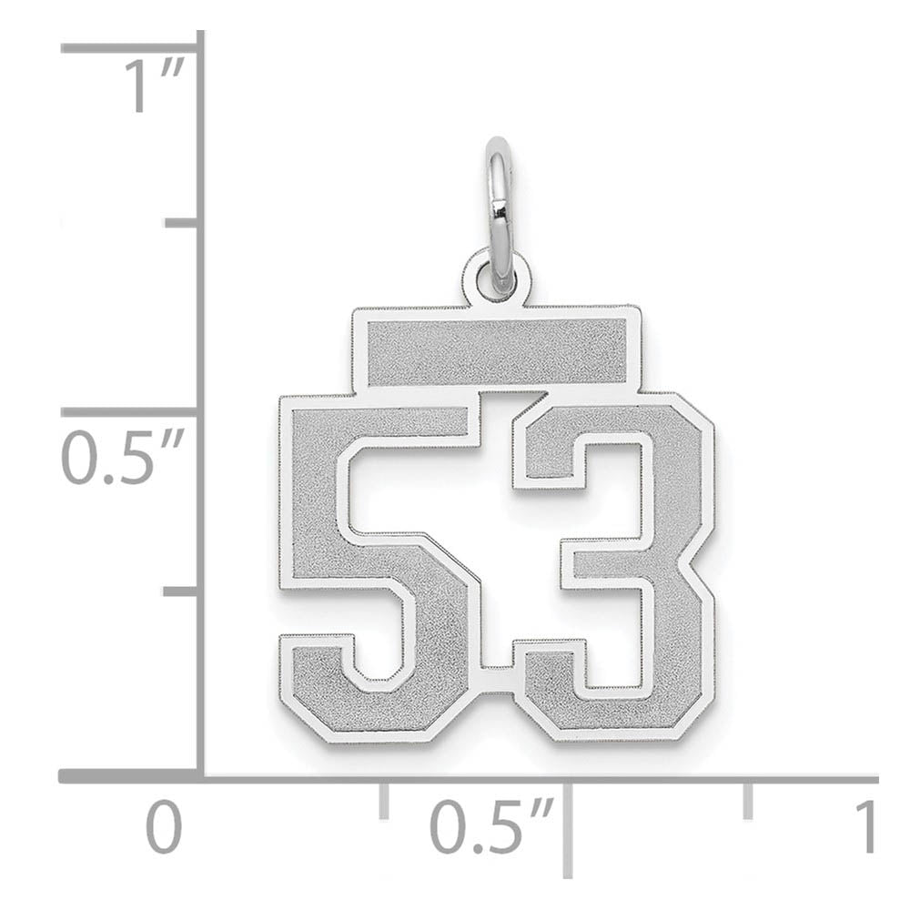 Alternate view of the 14k White Gold, Jersey Collection, Small Number 53 Pendant by The Black Bow Jewelry Co.