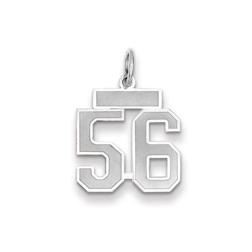 14k White Gold, Jersey Collection, Small Number 56 Pendant, Item P10401-56 by The Black Bow Jewelry Co.