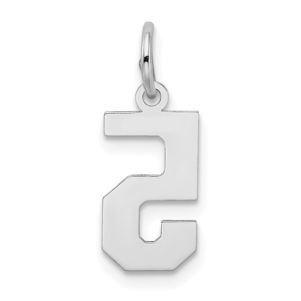 Alternate view of the 14k White Gold, Jersey Collection, Small Number 5 Pendant by The Black Bow Jewelry Co.