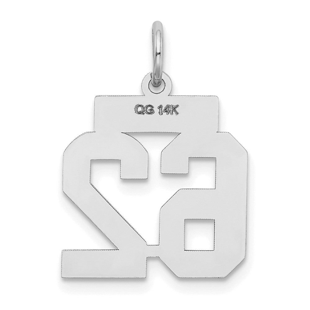 Alternate view of the 14k White Gold, Jersey Collection, Small Number 62 Pendant by The Black Bow Jewelry Co.