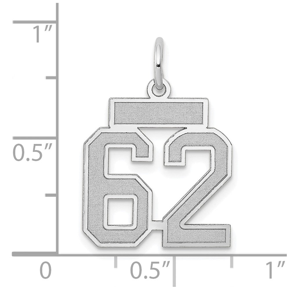 Alternate view of the 14k White Gold, Jersey Collection, Small Number 62 Pendant by The Black Bow Jewelry Co.