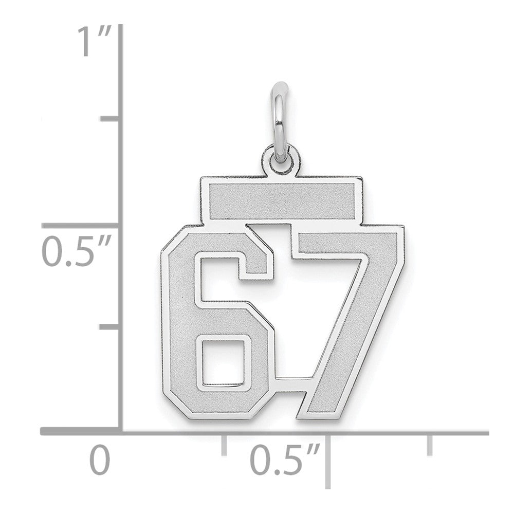 Alternate view of the 14k White Gold, Jersey Collection, Small Number 67 Pendant by The Black Bow Jewelry Co.