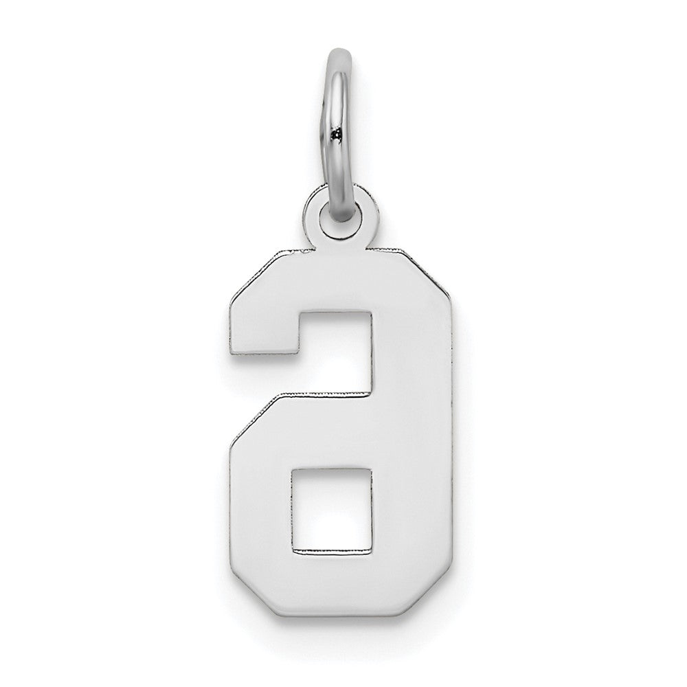 Alternate view of the 14k White Gold, Jersey Collection, Small Number 6 Pendant by The Black Bow Jewelry Co.