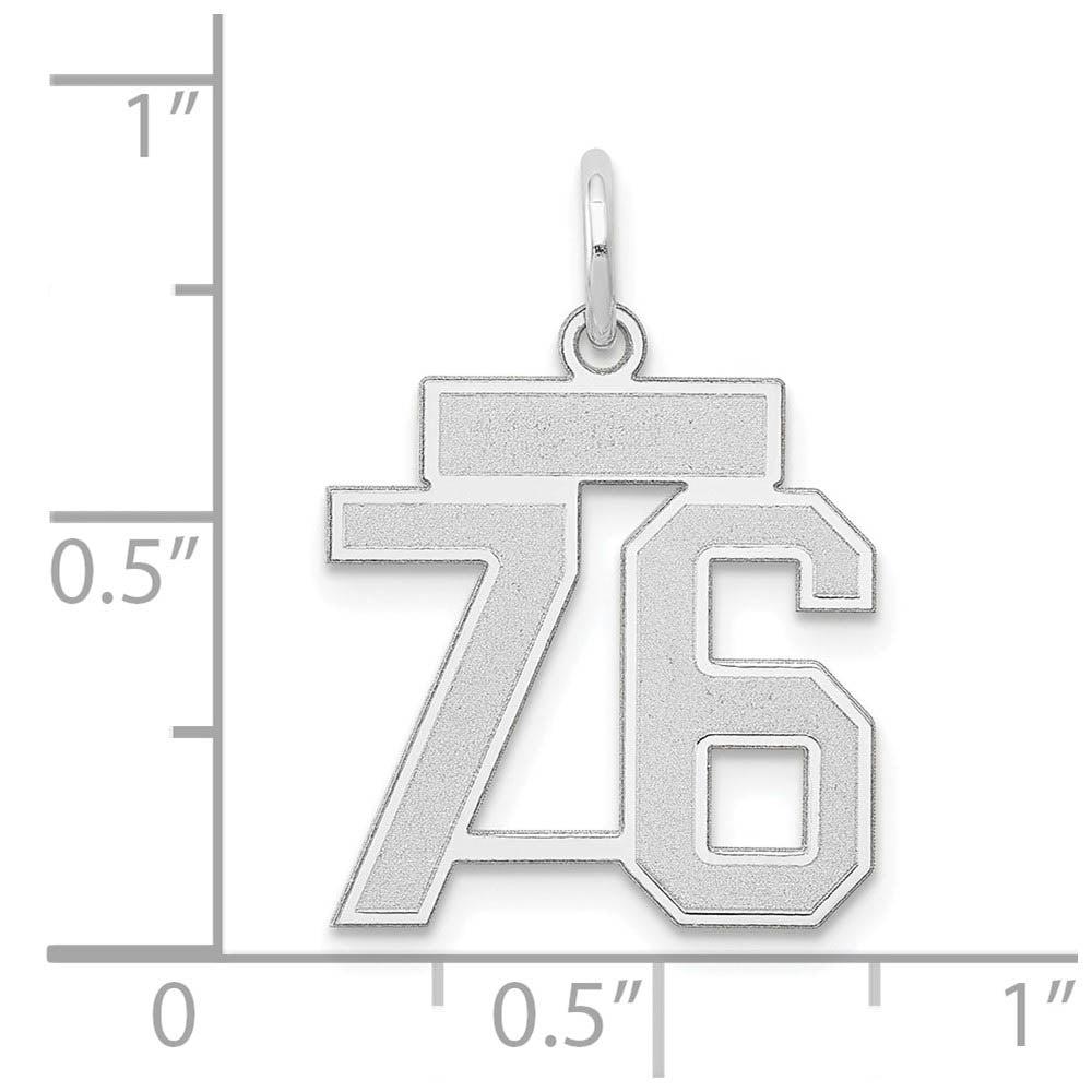 Alternate view of the 14k White Gold, Jersey Collection, Small Number 76 Pendant by The Black Bow Jewelry Co.