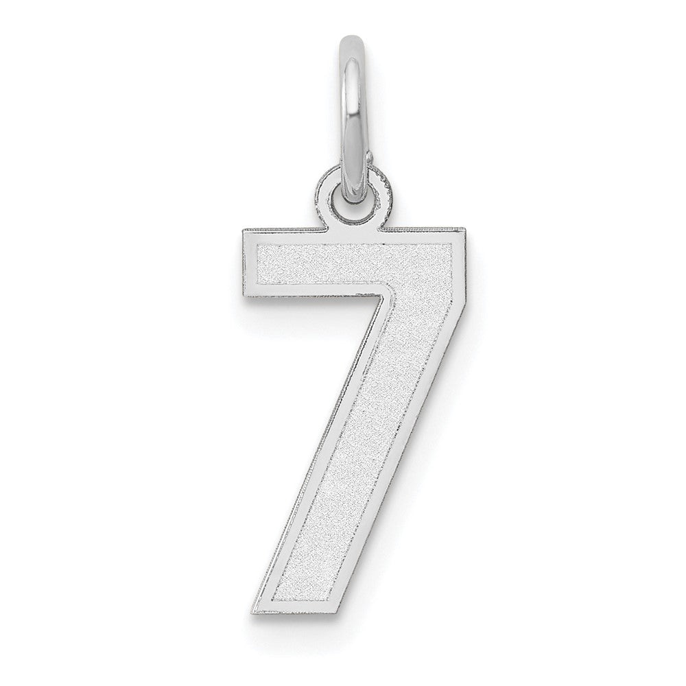14k White Gold, Jersey Collection, Small Number 7 Pendant, Item P10401-7 by The Black Bow Jewelry Co.