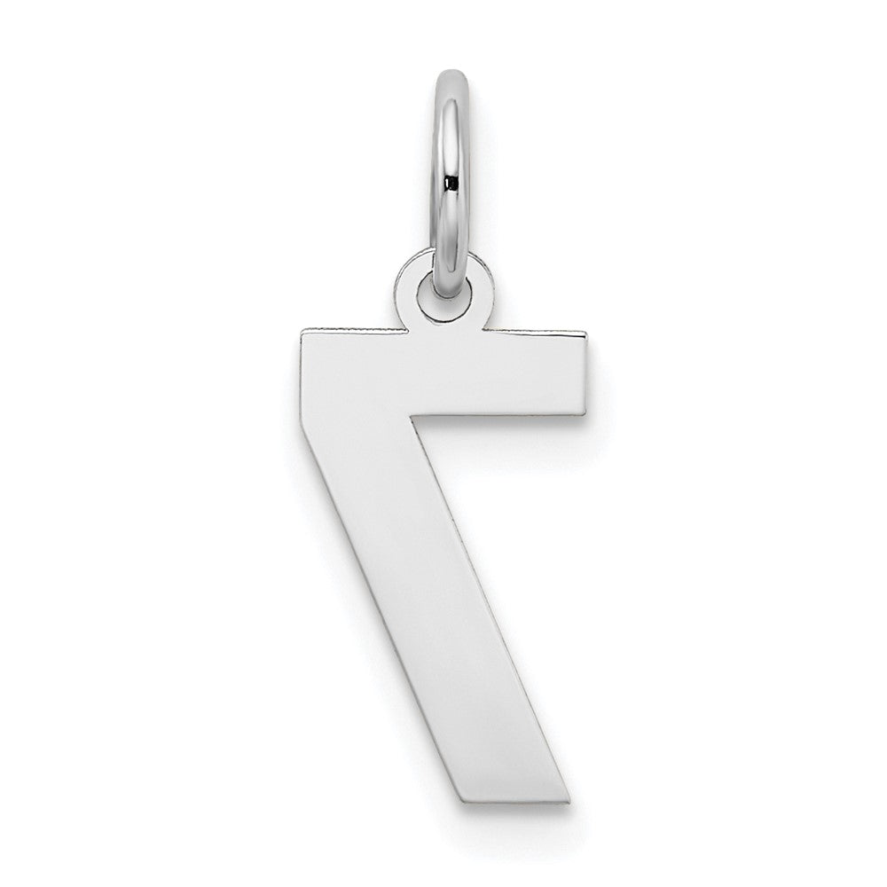 Alternate view of the 14k White Gold, Jersey Collection, Small Number 7 Pendant by The Black Bow Jewelry Co.