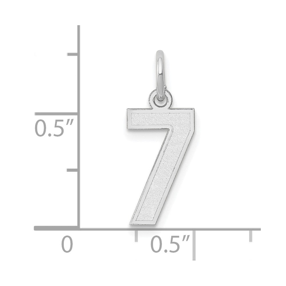 Alternate view of the 14k White Gold, Jersey Collection, Small Number 7 Pendant by The Black Bow Jewelry Co.