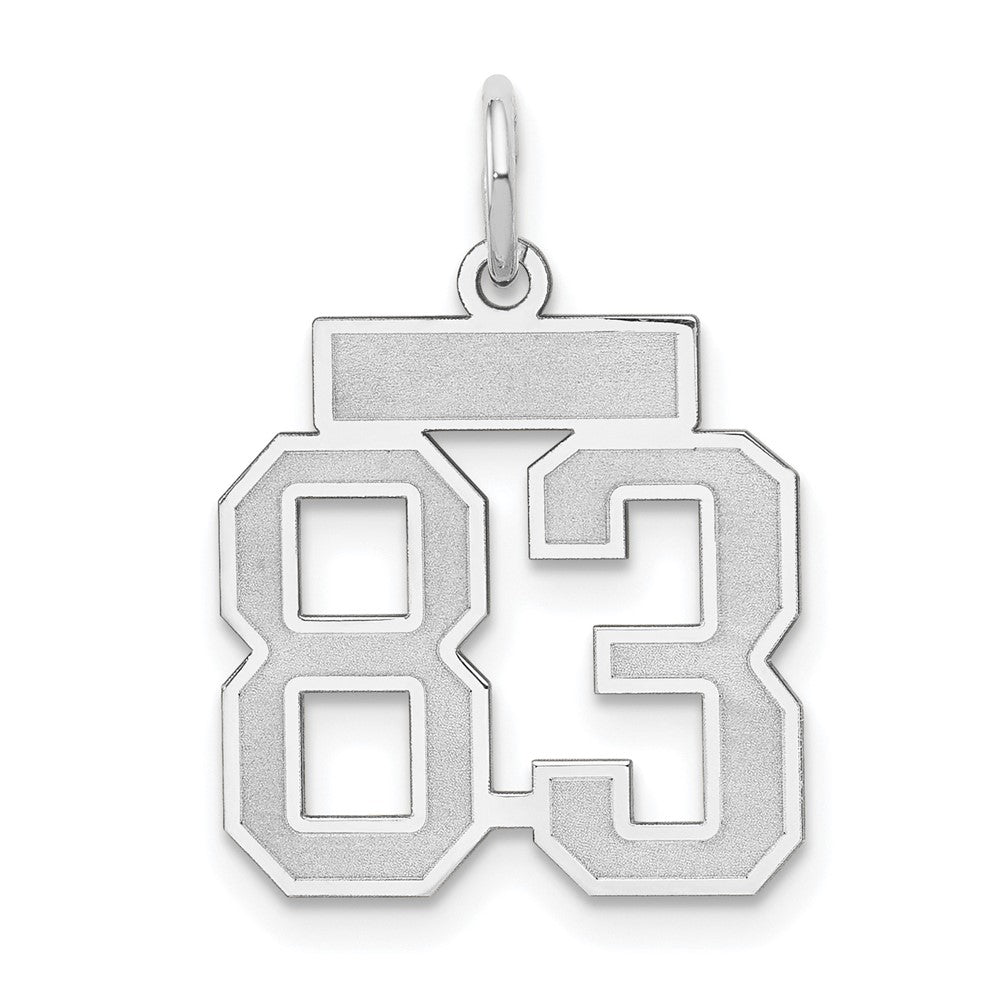 14k White Gold, Jersey Collection, Small Number 83 Pendant, Item P10401-83 by The Black Bow Jewelry Co.