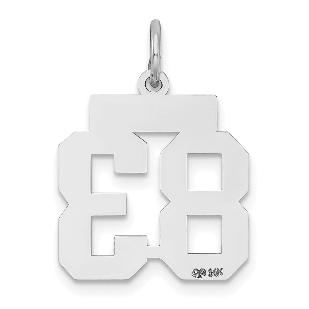Alternate view of the 14k White Gold, Jersey Collection, Small Number 83 Pendant by The Black Bow Jewelry Co.