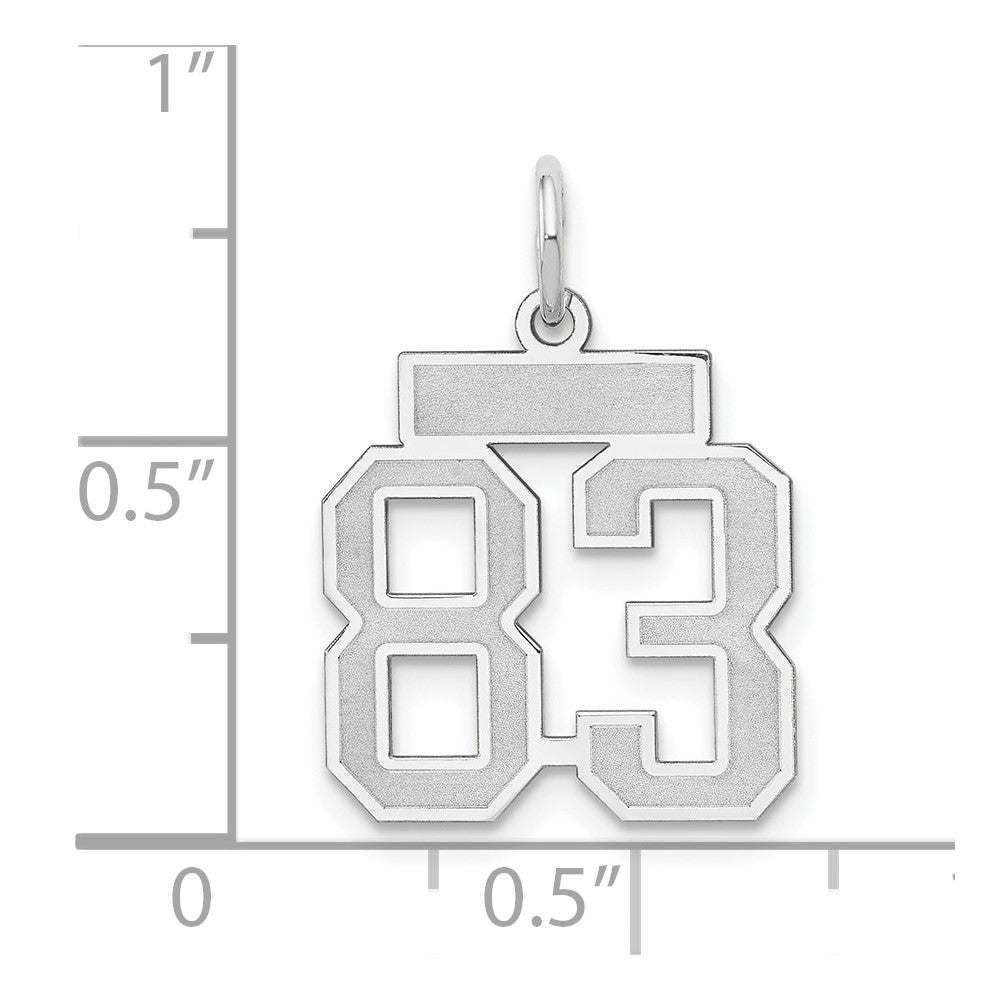 Alternate view of the 14k White Gold, Jersey Collection, Small Number 83 Pendant by The Black Bow Jewelry Co.