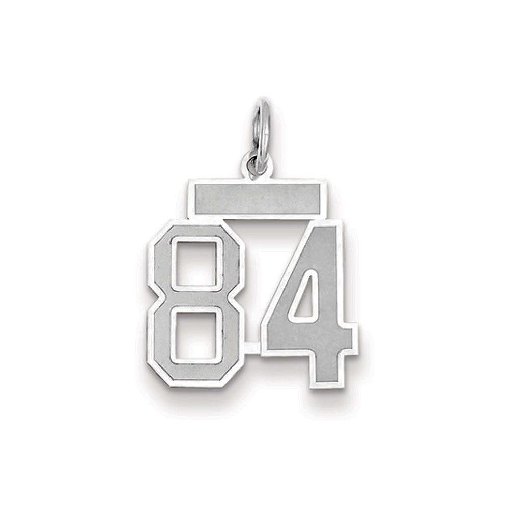 14k White Gold, Jersey Collection, Small Number 84 Pendant, Item P10401-84 by The Black Bow Jewelry Co.