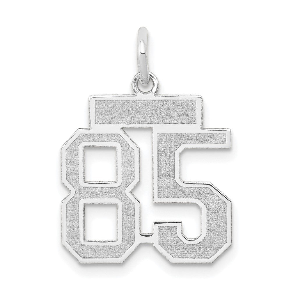 14k White Gold, Jersey Collection, Small Number 85 Pendant, Item P10401-85 by The Black Bow Jewelry Co.