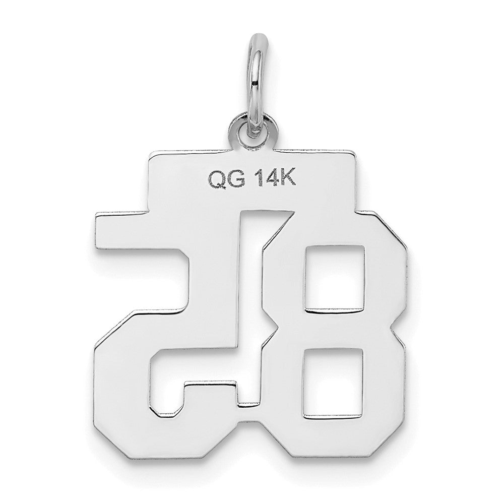 Alternate view of the 14k White Gold, Jersey Collection, Small Number 85 Pendant by The Black Bow Jewelry Co.