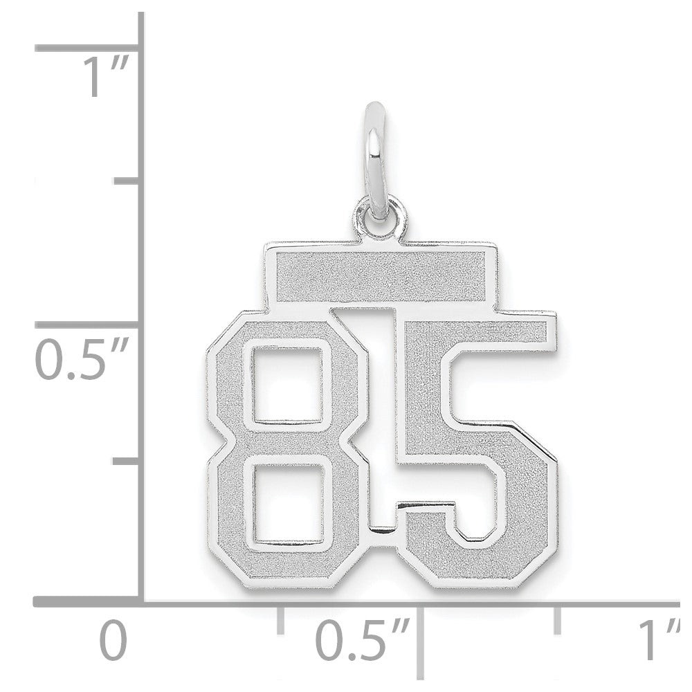 Alternate view of the 14k White Gold, Jersey Collection, Small Number 85 Pendant by The Black Bow Jewelry Co.