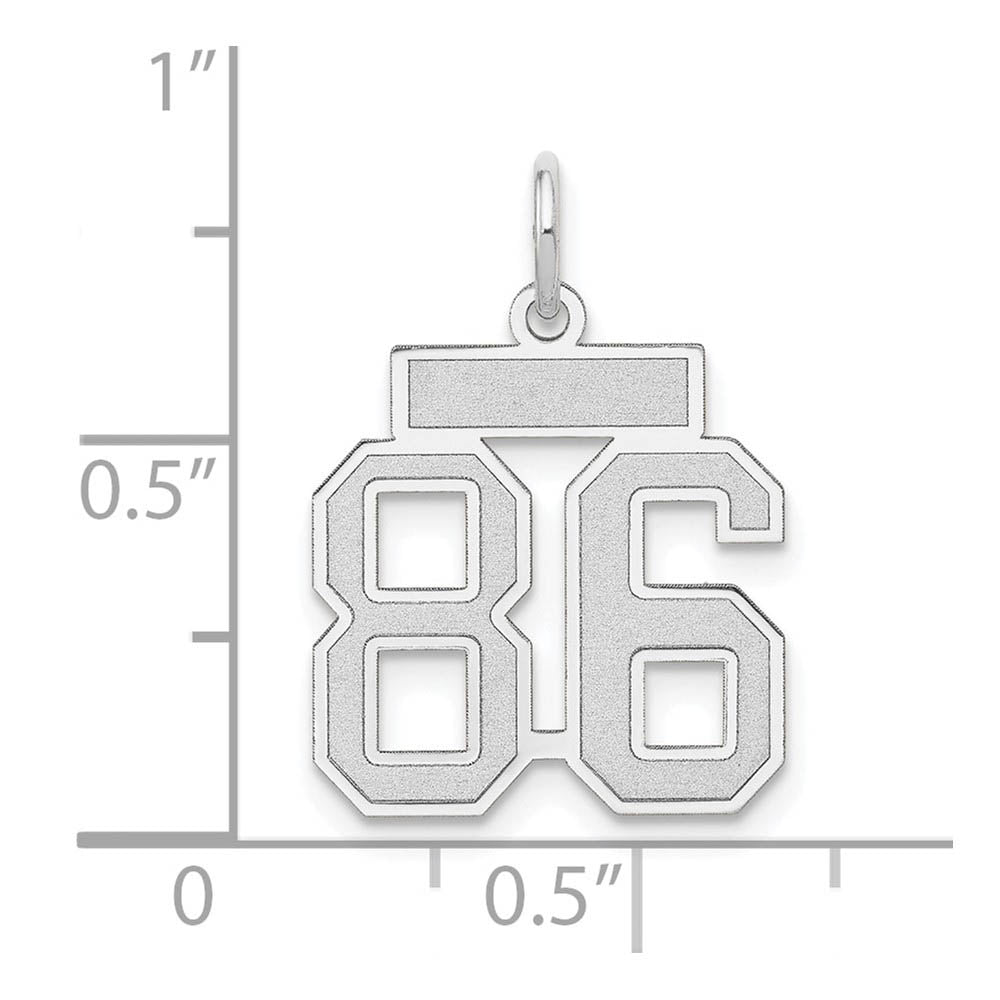 Alternate view of the 14k White Gold, Jersey Collection, Small Number 86 Pendant by The Black Bow Jewelry Co.