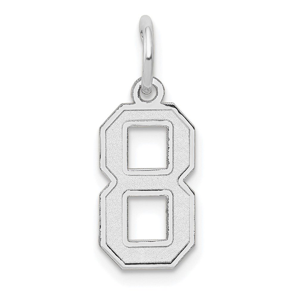 14k White Gold, Jersey Collection, Small Number 8 Pendant, Item P10401-8 by The Black Bow Jewelry Co.