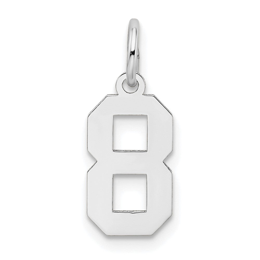 Alternate view of the 14k White Gold, Jersey Collection, Small Number 8 Pendant by The Black Bow Jewelry Co.