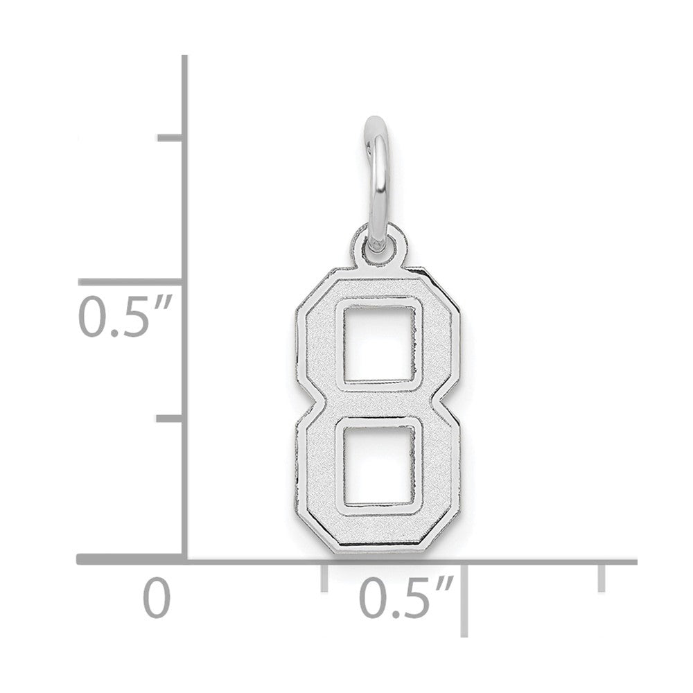 Alternate view of the 14k White Gold, Jersey Collection, Small Number 8 Pendant by The Black Bow Jewelry Co.