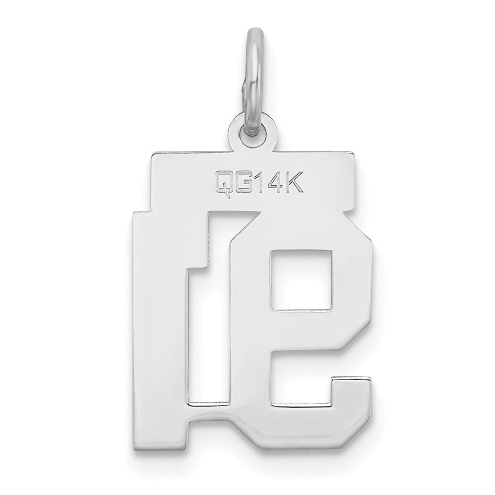Alternate view of the 14k White Gold, Jersey Collection, Small Number 91 Pendant by The Black Bow Jewelry Co.