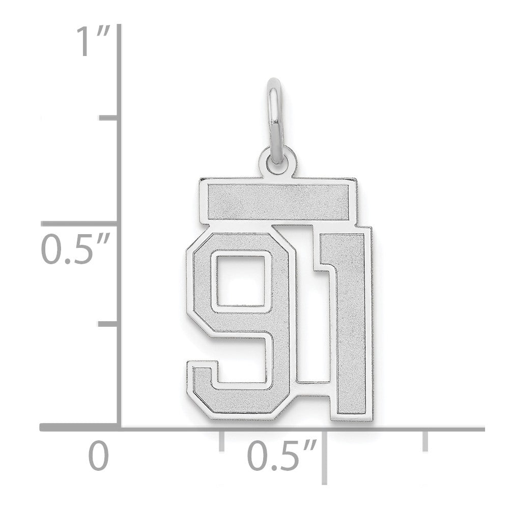 Alternate view of the 14k White Gold, Jersey Collection, Small Number 91 Pendant by The Black Bow Jewelry Co.