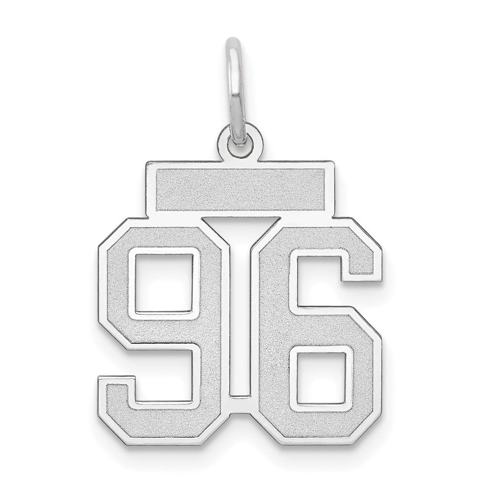 14k White Gold, Jersey Collection, Small Number 96 Pendant, Item P10401-96 by The Black Bow Jewelry Co.