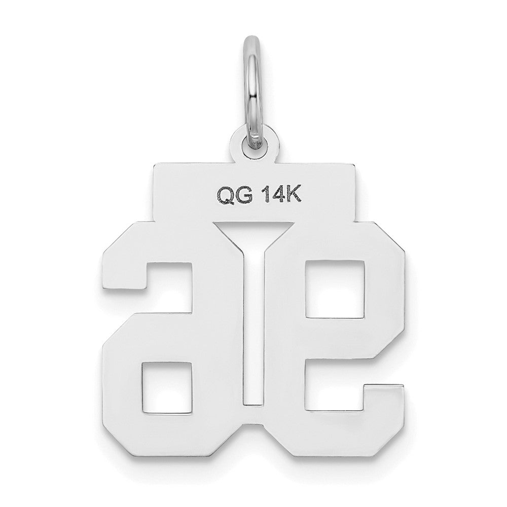 Alternate view of the 14k White Gold, Jersey Collection, Small Number 96 Pendant by The Black Bow Jewelry Co.