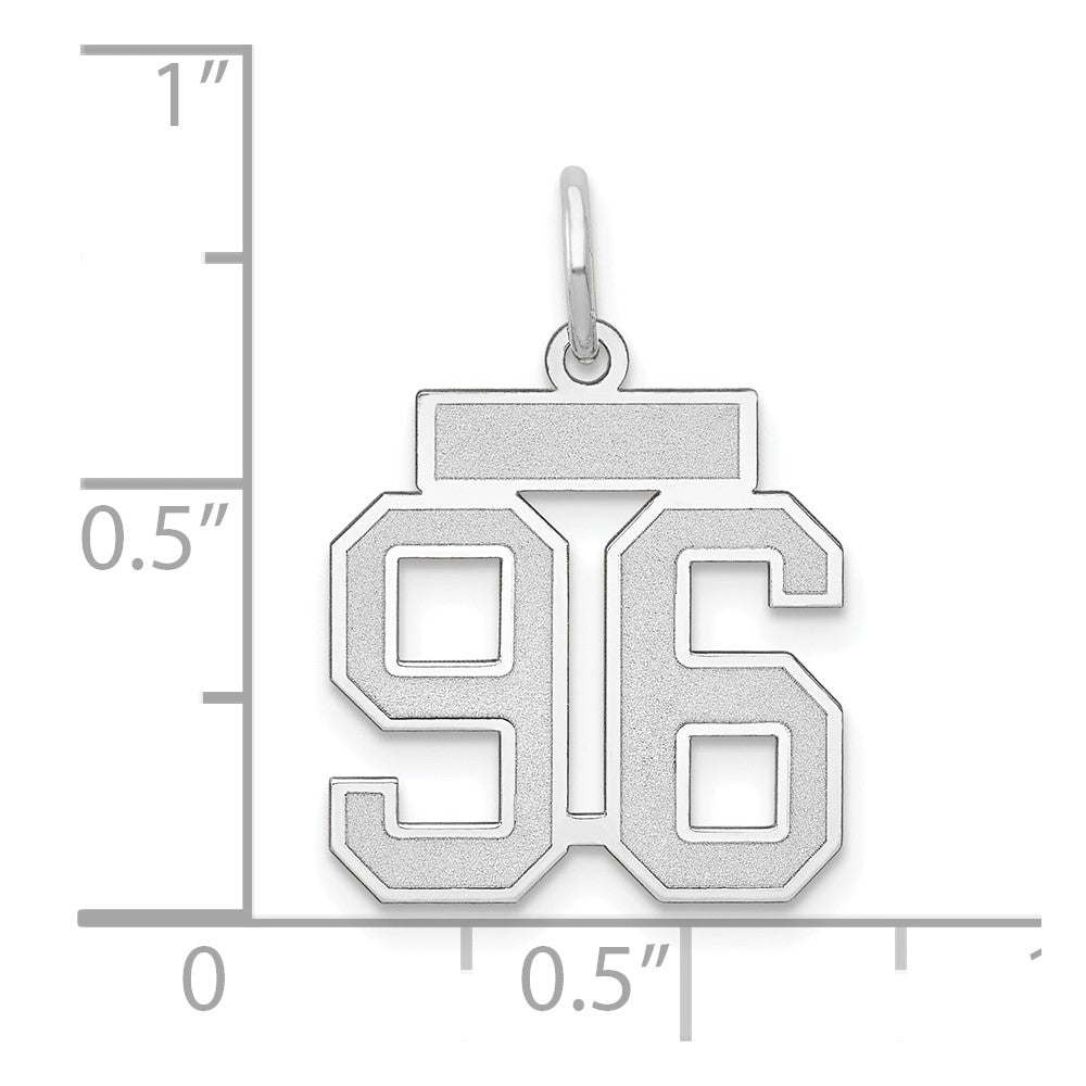 Alternate view of the 14k White Gold, Jersey Collection, Small Number 96 Pendant by The Black Bow Jewelry Co.