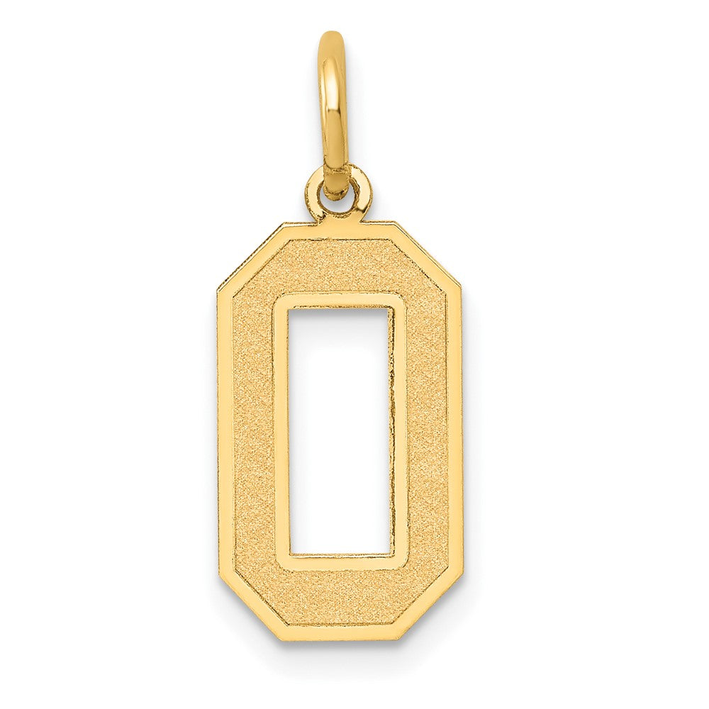 14k Yellow Gold, Jersey Collection, Medium Number 0 Pendant, Item P10402-0 by The Black Bow Jewelry Co.