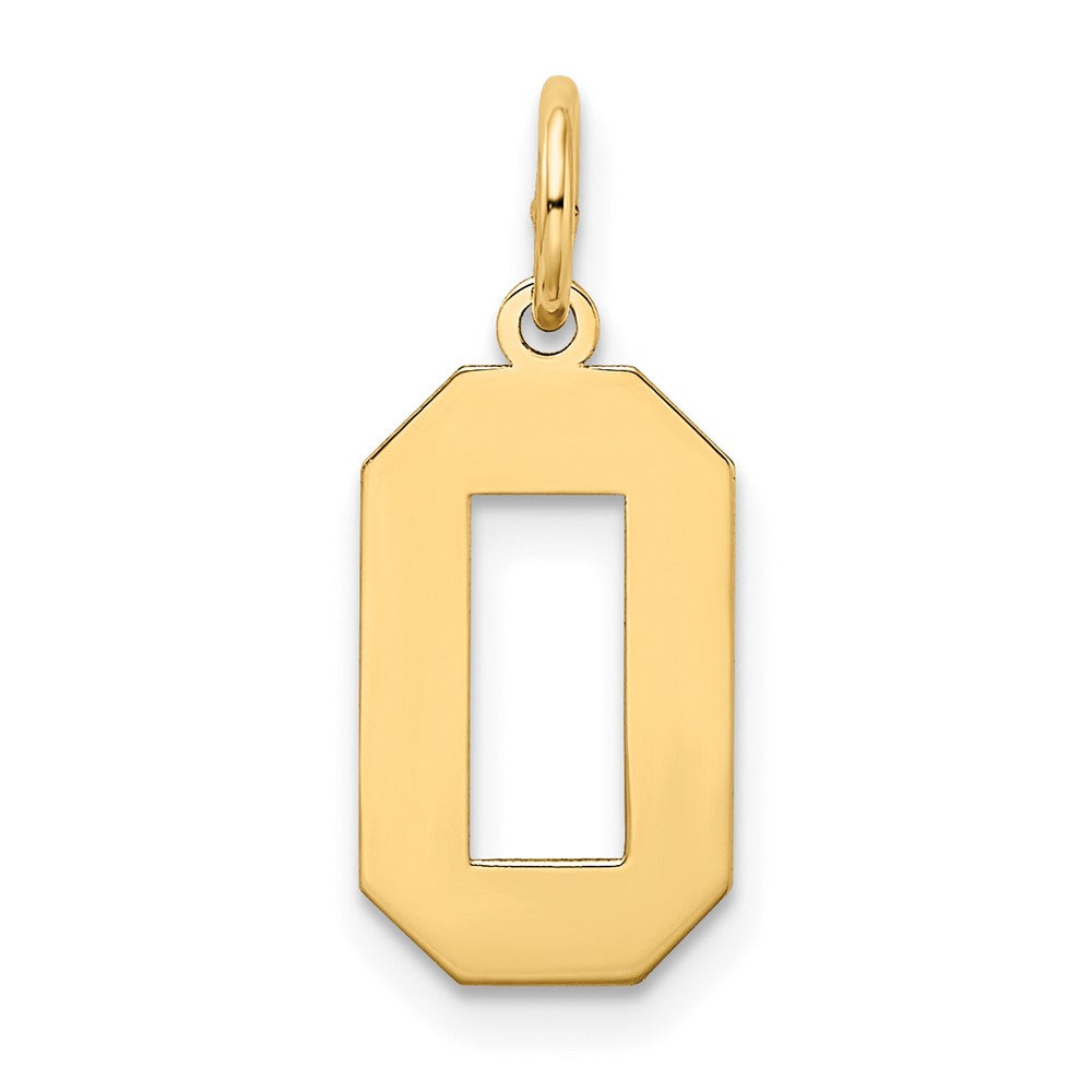 Alternate view of the 14k Yellow Gold, Jersey Collection, Medium Number 0 Pendant by The Black Bow Jewelry Co.